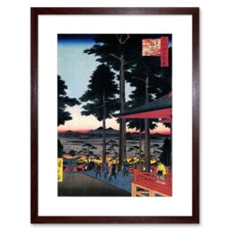 "Artery8 Wall Art Print Utagawa Hiroshige Inari Shrine Oji Artwork Framed 9X7 Inch in Brown - Size: W7"" x H9""" - thumbnail 1