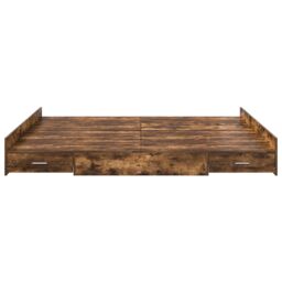 Berkfield Home Storage Bed Frame with Drawer with Headboard with Storage Smoked oak 200 x 200 cm in Brown - thumbnail 5