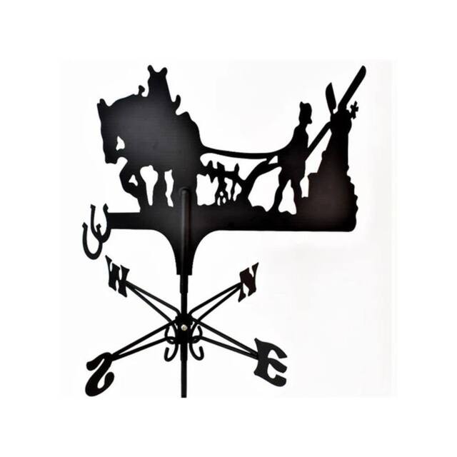 FenceArt Traditional Weathervane Ploughing Horse - Steel - L39xW45xH80cm Black - image 1