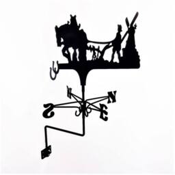 FenceArt Traditional Weathervane Ploughing Horse - Steel - L39xW45xH80cm Black - thumbnail 3
