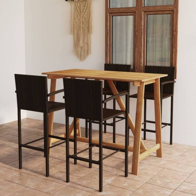 Berkfield Home 5 Piece Garden Bar Set Brown - image 1