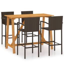 Berkfield Home 5 Piece Garden Bar Set Brown - thumbnail 2