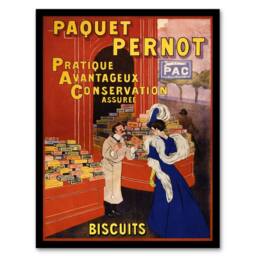 Artery8 Leonetto Cappiello Framed Wall Art Biscuits Pernot Vintage Advert in Red - Size: A4 - thumbnail 1