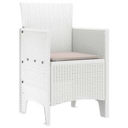 Berkfield Home Elegant Garden Chair Set of 2 White Taupe Plastic Rattan Polyester - thumbnail 4
