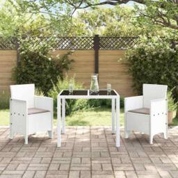 Berkfield Home Elegant Garden Chair Set of 2 White Taupe Plastic Rattan Polyester