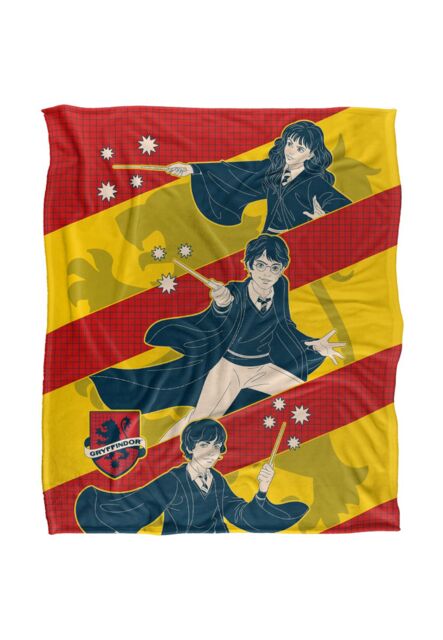 Warner Brothers Harry Potter Gryffindor Stripes Blanket 152 x 127 cm in White - image 1