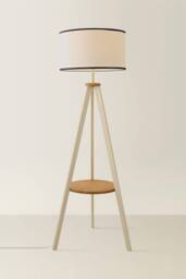 ValueLights Morrigan Painted Cream Tripod Floor Lamp with Linen Drum Lamp Shade in Natural - thumbnail 3