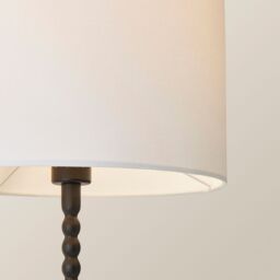 ValueLights Maeve Fabric Drum Lamp Shade Matte Black Bobbin Bobble Table Lamp with LED Bulb in White - thumbnail 4