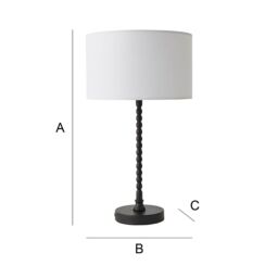 ValueLights Maeve Fabric Drum Lamp Shade Matte Black Bobbin Bobble Table Lamp with LED Bulb in White - thumbnail 8