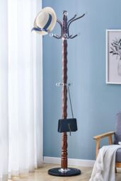 Modernique Vetro Thick Metal Tube Stand Tube Coat Rack with Heavy Sturday Marble Base in Brown