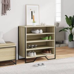 Berkfield Home Shoe Cabinet Sonoma Oak 80x38x78 cm Engineered Wood - Size: 80 x 38 x 78 cm - thumbnail 3