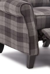 More4Homes Eaton Wing Back Fireside Checkered Fabric Pushback Recliner Chair in Charcoal - thumbnail 6