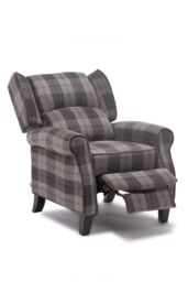 More4Homes Eaton Wing Back Fireside Checkered Fabric Pushback Recliner Chair in Charcoal - thumbnail 3