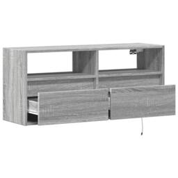 Berkfield Home TV Wall Cabinet with LED Lights Grey Sonoma 100x31x45 cm - Size: 100 x 31 x 45 cm - thumbnail 9