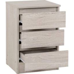 FORGEVIO Urban Snow Beige 3 Drawer Bedside Storage - thumbnail 2