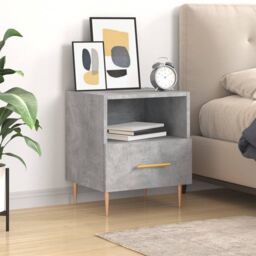 Berkfield Home Bedside Cabinet Concrete Grey 40x35x47.5 cm Engineered Wood - thumbnail 1