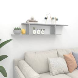 Berkfield Home Wall-Mounted TV Shelf Grey Sonoma 125x18x23 cm Engineered Wood - Size: 125 x 18 x 23 cm - thumbnail 3