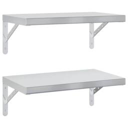 Berkfield Home Wall Shelves 2 pcs 50x30 cm Silver Stainless Steel - thumbnail 3