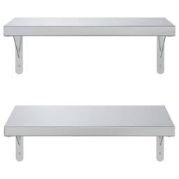 Berkfield Home Wall Shelves 2 pcs 50x30 cm Silver Stainless Steel - thumbnail 5
