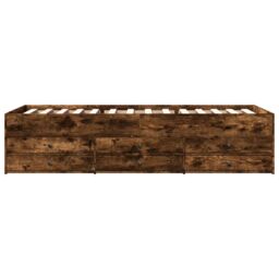 Berkfield Home Daybed with Drawers without Mattress Smoked Oak 100x200 cm in Brown - thumbnail 4