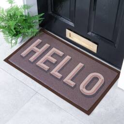 Artsy Mats Hello Chocolate Brown Indoor Outdoor Doormat (70 x 40cm) - Size: 40 cm x 70 cm - thumbnail 1
