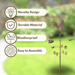 Marco Paul 1.7m Wind Vane Garden Ornament - Cockerel in Bronze - thumbnail 5
