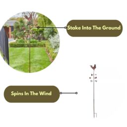 Marco Paul 1.7m Wind Vane Garden Ornament - Cockerel in Bronze - thumbnail 6