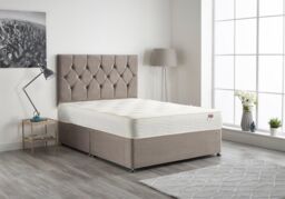 Somnior Ziggy Plush Velvet Divan Bed with Sprung Memory Foam Mattress & Headboard in Silver - Size: Single - thumbnail 1