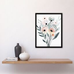 "Artery8 Abstract Pastel Colour Anemone Flower Bouquet Framed Art Print in Pale Green - Size: W12"" x H16""" - thumbnail 4