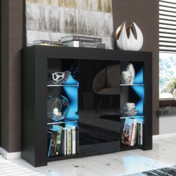 Creative Furniture Harbor Sideboard 97cm - A Stylish & Functional Cabinet with Gloss Doors & LED Lights in Black - thumbnail 5