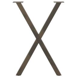 Berkfield Home Modern Dining Table Legs X-Shaped 2 pcs Natural Steel 50x(72-73) in Brown - thumbnail 5