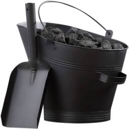 EONLION Tall Steel Bucket Bucket with Shovel in Black - Size: 500mm