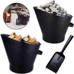 EONLION Tall Steel Bucket Bucket with Shovel in Black - Size: 500mm - thumbnail 3