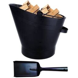 EONLION Tall Steel Bucket Bucket with Shovel in Black - Size: 500mm - thumbnail 4