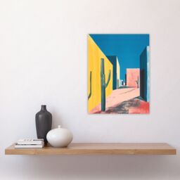"Artery8 Wall Art Print Colourful Mexican Village Houses & Cacti Poster - Size: W12"" x H16""" - thumbnail 4