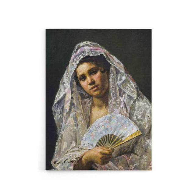 "Artery8 Spanish Dancer Lace Mantilla Cassatt Vintage Canvas Wall Art in Grey - Size: W18"" x H24""" - image 1