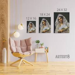 "Artery8 Spanish Dancer Lace Mantilla Cassatt Vintage Canvas Wall Art in Grey - Size: W18"" x H24""" - thumbnail 4