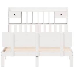 Berkfield Home Bed Frame Frame Wax Brown 180x200 cm Super King Solid Wood Pine in White - thumbnail 4