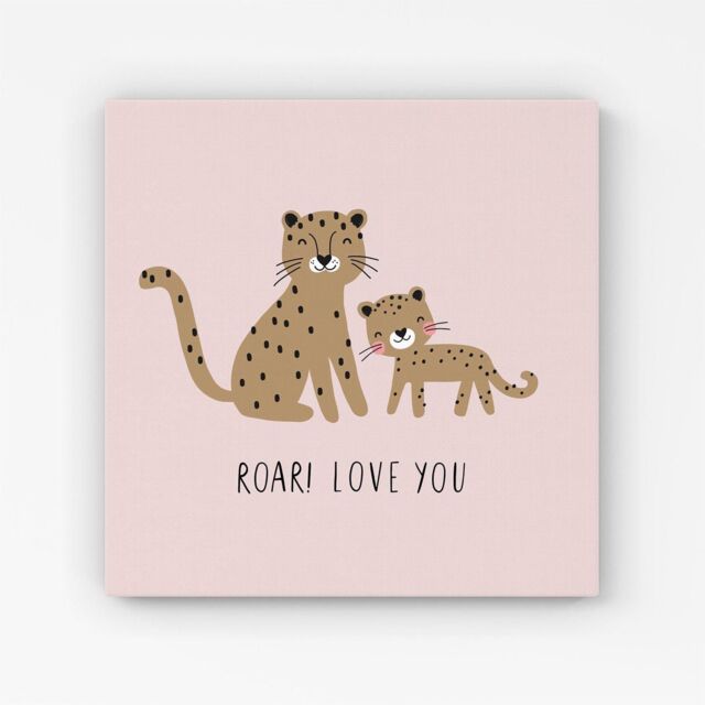 "Warren Reed - Designer Roar Love You Canvas in Pink - Size: W30"" x H30""" - image 1