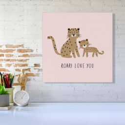 "Warren Reed - Designer Roar Love You Canvas in Pink - Size: W30"" x H30""" - thumbnail 2