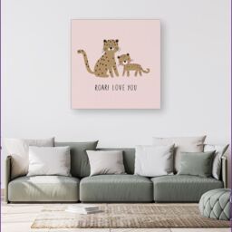 "Warren Reed - Designer Roar Love You Canvas in Pink - Size: W30"" x H30""" - thumbnail 4