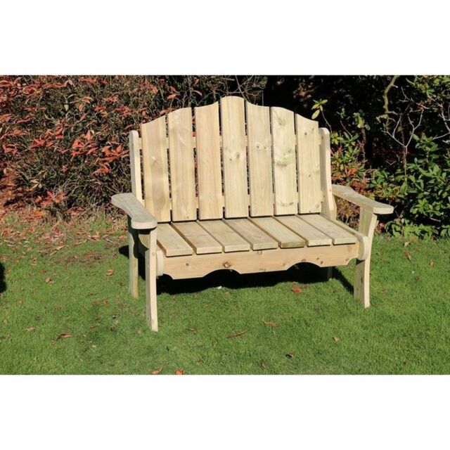 Churnet Valley Garden Furniture Ltd Alton Manor Wooden Bench Garden Seat - Partially Assembled in Brown - image 1