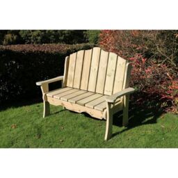 Churnet Valley Garden Furniture Ltd Alton Manor Wooden Bench Garden Seat - Partially Assembled in Brown - thumbnail 2