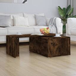 Berkfield Home Modern Coffee Table Smoked Oak 150x50x35 cm Engineered Wood in Brown - Size: 150 x 50 x 35 cm - thumbnail 1