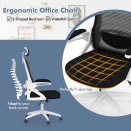 Costway Swivel Office Chair Adjustable Task Chair Mesh Executive Chair in White - thumbnail 5