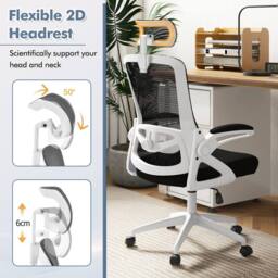 Costway Swivel Office Chair Adjustable Task Chair Mesh Executive Chair in White - thumbnail 7