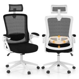 Costway Swivel Office Chair Adjustable Task Chair Mesh Executive Chair in White - thumbnail 3