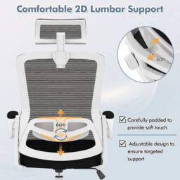 Costway Swivel Office Chair Adjustable Task Chair Mesh Executive Chair in White - thumbnail 8