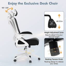 Costway Swivel Office Chair Adjustable Task Chair Mesh Executive Chair in White - thumbnail 9
