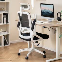 Costway Swivel Office Chair Adjustable Task Chair Mesh Executive Chair in White - thumbnail 4